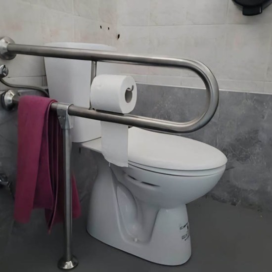 Yeni Engelli Tutunma Barı Tuvalet Kağıtlıklı Banyo Wc Paslanmaz Mat Satine Yüzeyli Sabit Ayarlanabilir Ayaklı