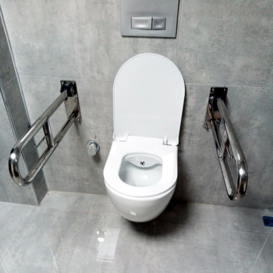 Engelli Tutunma Barı Tuvalet Kağıtlıklı Banyo WC Küvet Paslanmaz 2'li Set